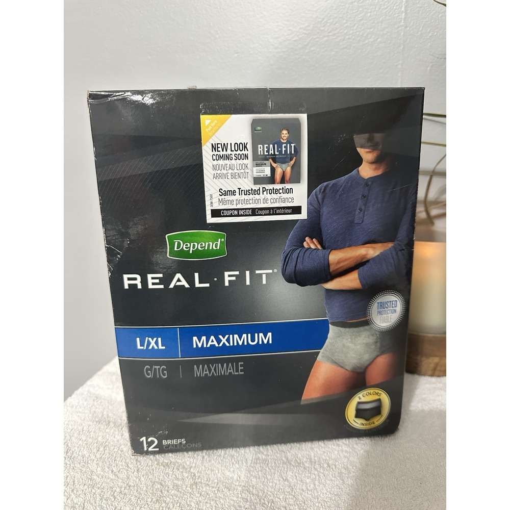 Depend Real Fit Incontinence Briefs for Men L/XL Maximum Absorbency‎ 12 Count